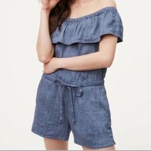 Adorable Loft chambray off the shoulder romper